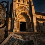 Façade de la cathédrale Saint Bénigne à Dijon avec entrée vers la crypte romane
