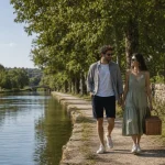 Sortie en cote d'or : chemin nature près de Dijon, couple et panier pique-nique
