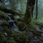 Source de la cure à Anost, émergence dans le Morvan