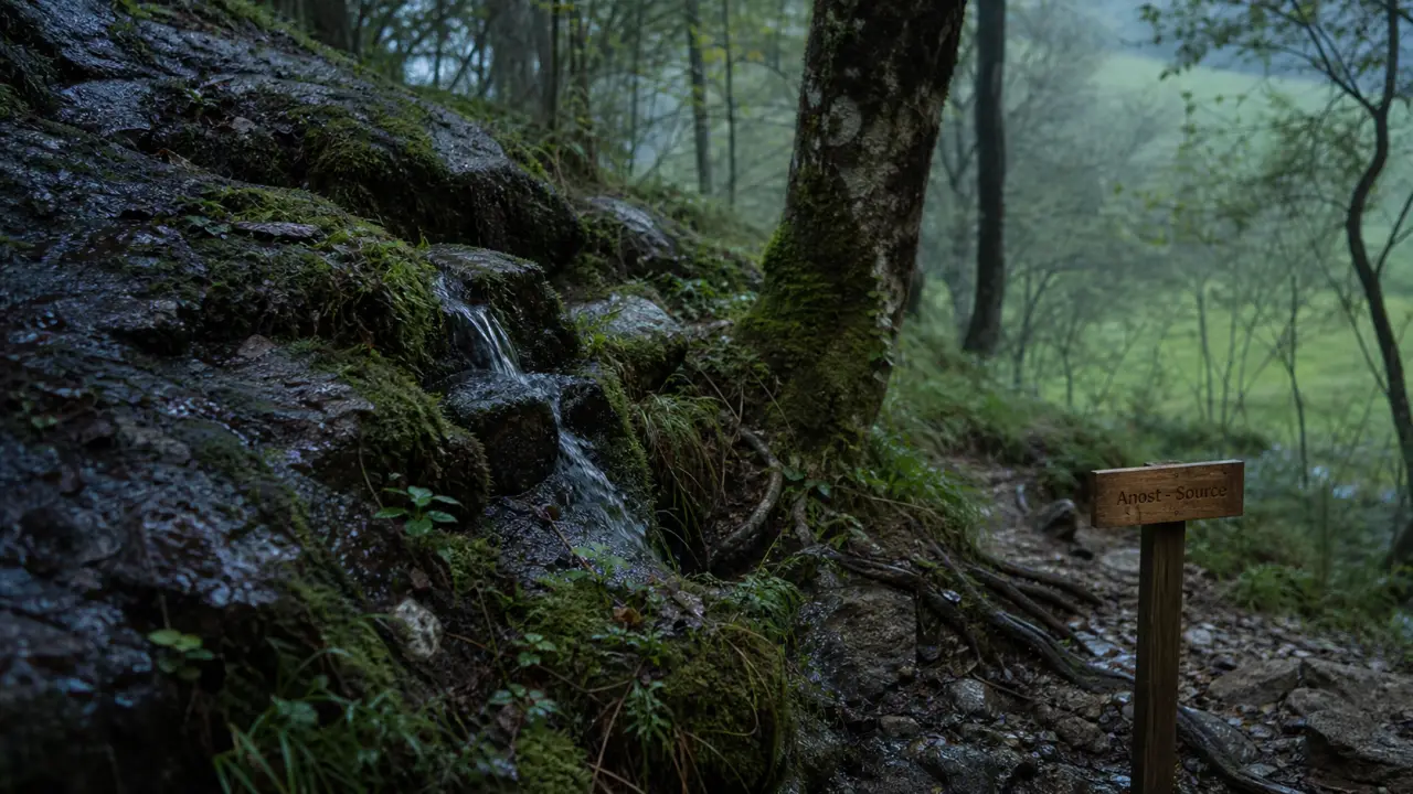 Source de la cure à Anost, émergence dans le Morvan
