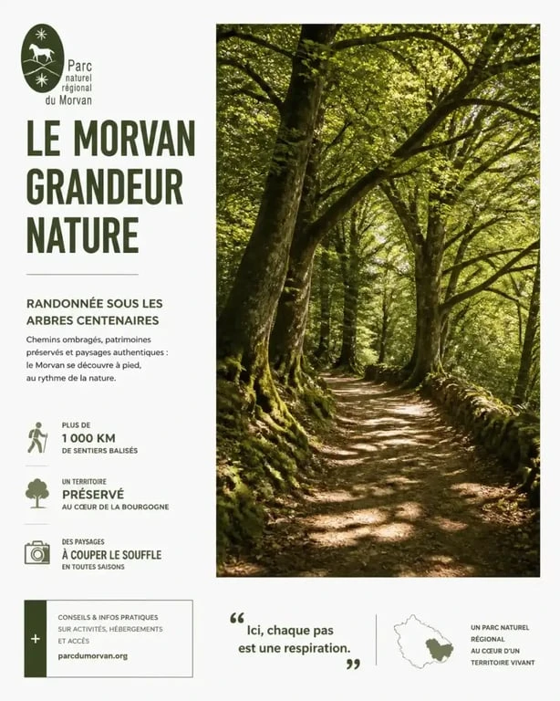 Sentier de randonnée dans le Parc naturel régional du Morvan près du lac des Settons