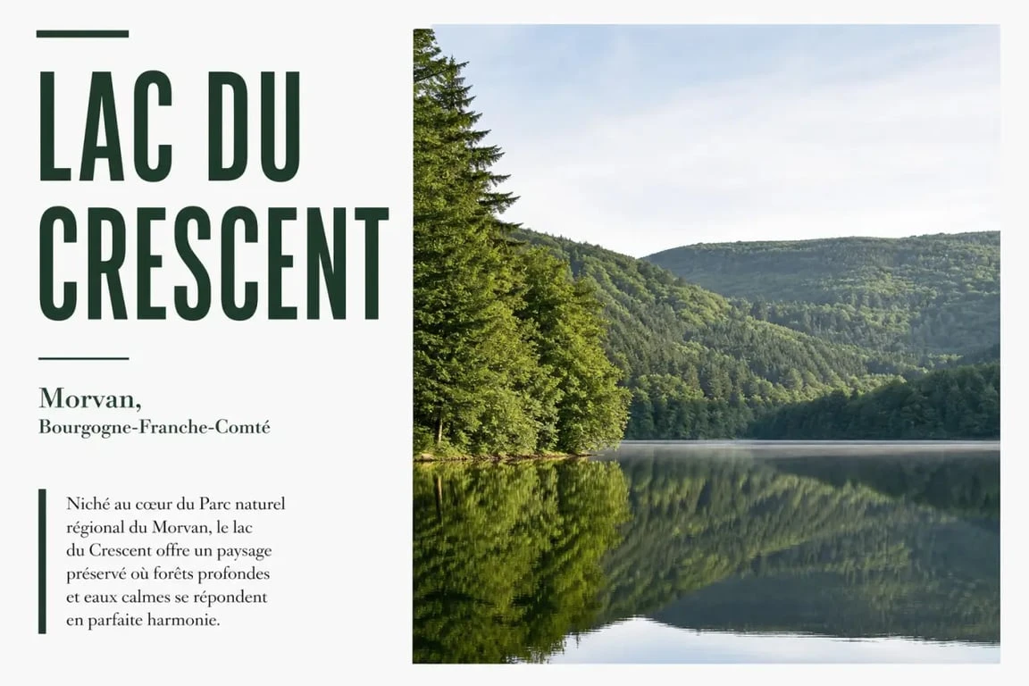 Vue panoramique du lac du Crescent lors d'une randonnée sur la boucle du Morvan