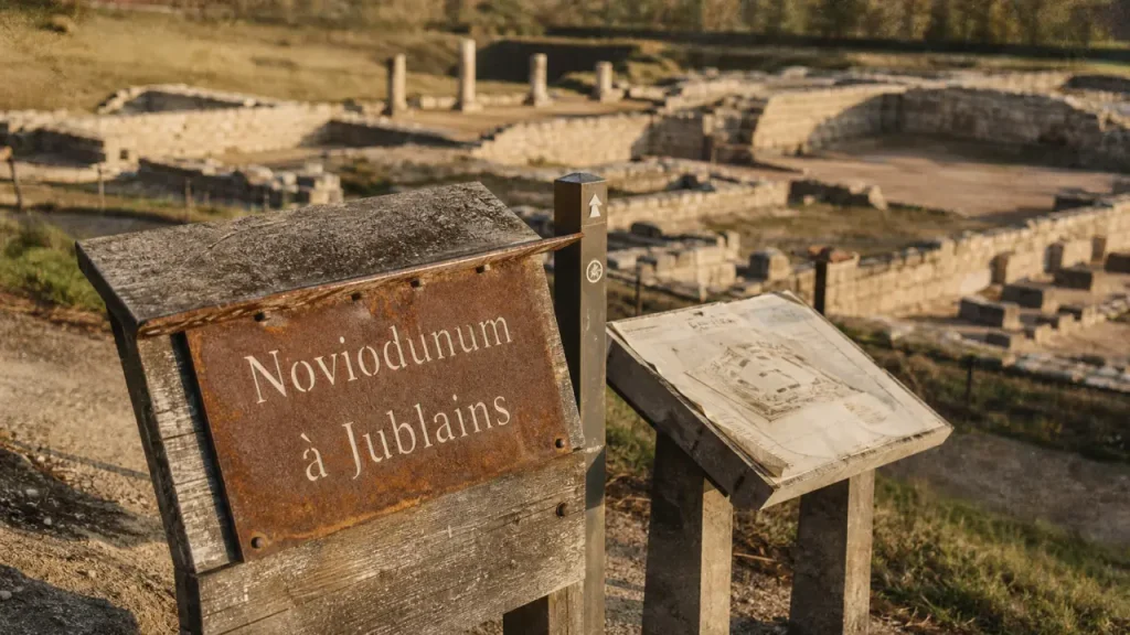 Noviodunum à Jublains : quel objet permet de l’indiquer, panneau, plan ou maquette ?