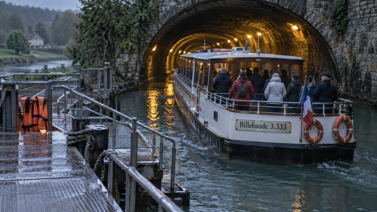Bateau canal de bourgogne Pouilly en Auxois entrant dans la Voûte