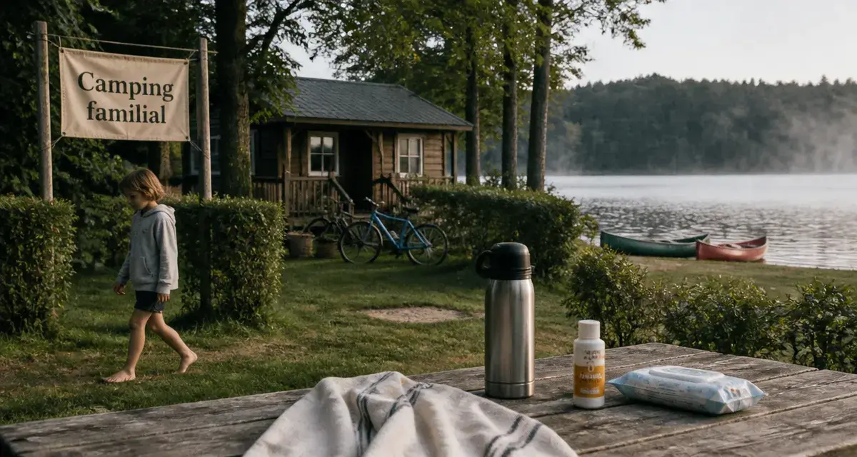 Camping familial Morvan : table, enfants, lac des Settons