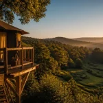 Camping insolite Morvan : cabane perchée, vue sur la nature
