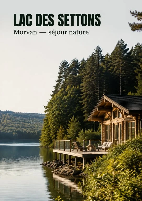 Location chalet bord de lac morvan au bord du Lac des Settons, chalet en bois face à l’eau dans un cadre naturel