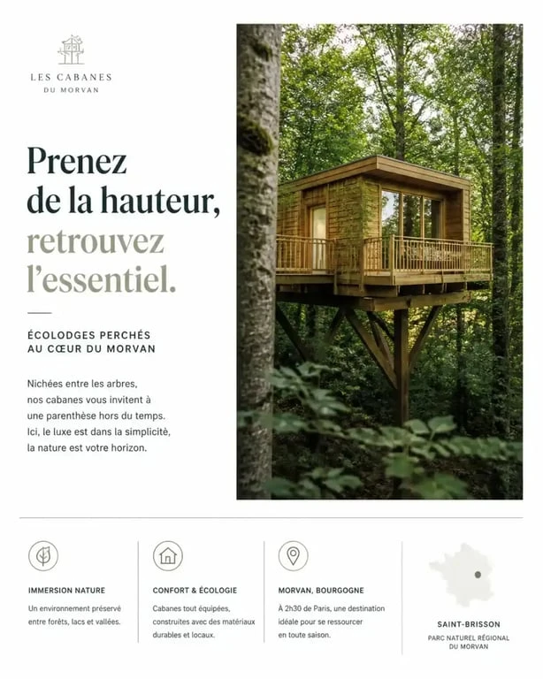 Cabane perchée pour un camping insolite dans le Morvan