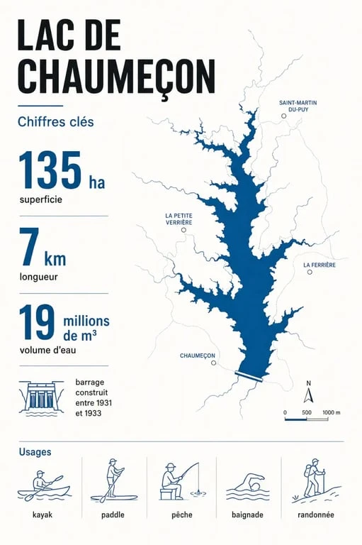 Lac de Chaumeçon Morvan avec chiffres clés et activités possibles