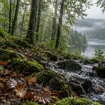 Forêt du Morvan : sentier humide, hêtres, ruisseau et mousse