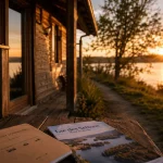 Location chalet bord de lac Morvan : chalet en bois au bord du lac