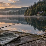 Location Morvan Lac des Settons : chalets et ponton au bord du lac