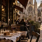 Visiter dijon en 1 jour : terrasse près des Halles et Notre-Dame
