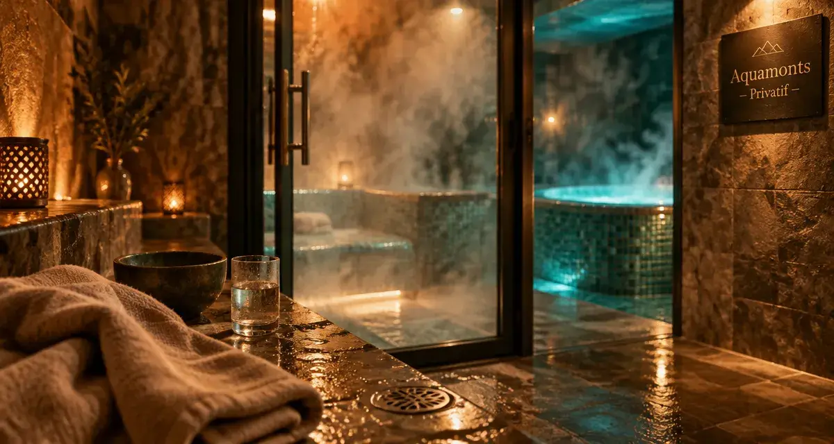 Centre de bien être aquamonts : espace privatif 6 personnes, hammam et jacuzzi, nocturne