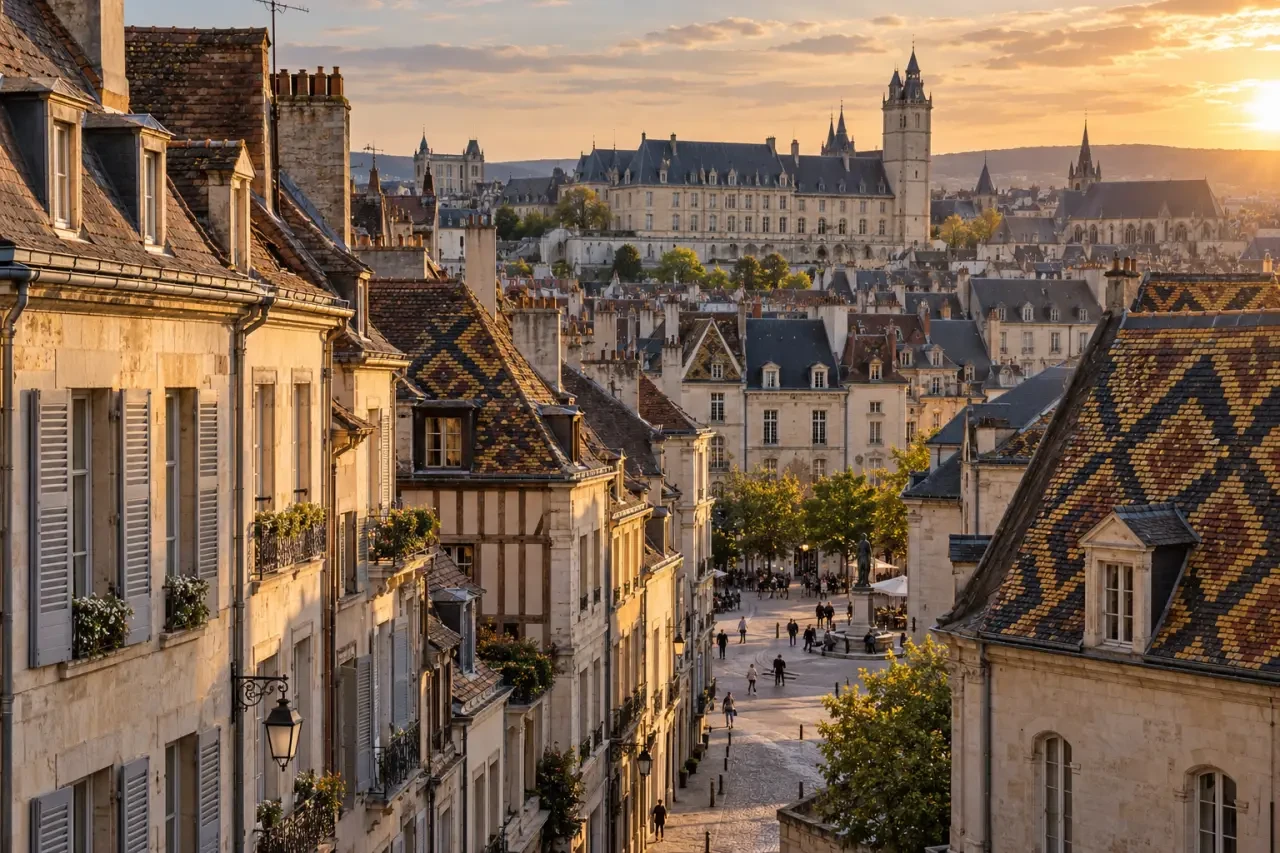 Architecture de Dijon entre palais des ducs, place historique et façades du centre ancien
