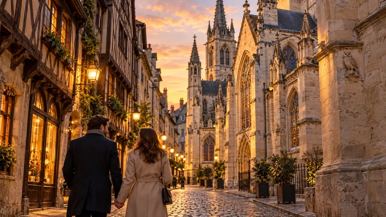 Week-end Dijon amoureux dans les ruelles du centre historique près de Notre-Dame