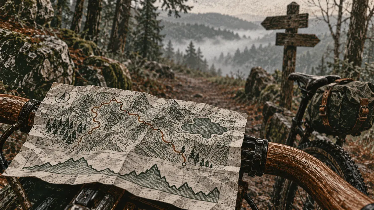 Topo guide cyclo les routes du morvan à vélo : carte et profil altimétrique au départ, brume et sentier
